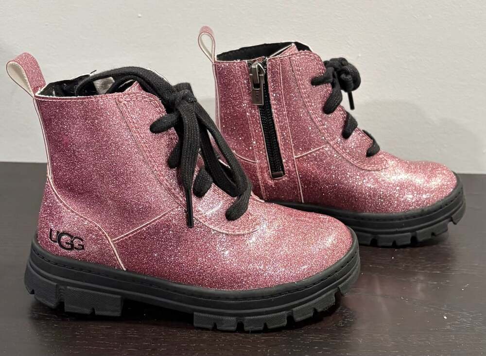 UGG Ashton Lace Up Glitter Size 11 Pink Boots